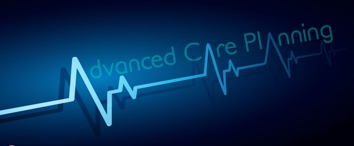 Graphic of a heart rate line with words across it that reads Advanced Care Planning